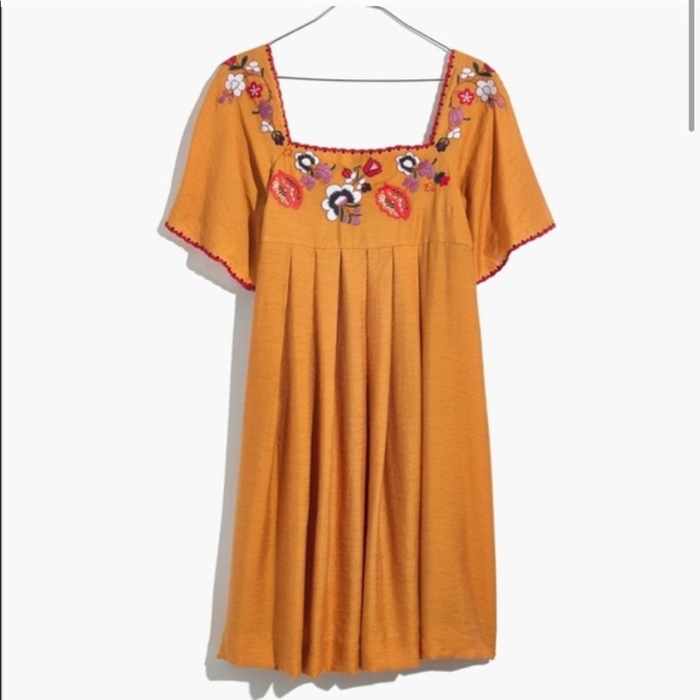 Madewell Square Neck Embroidered Dress
